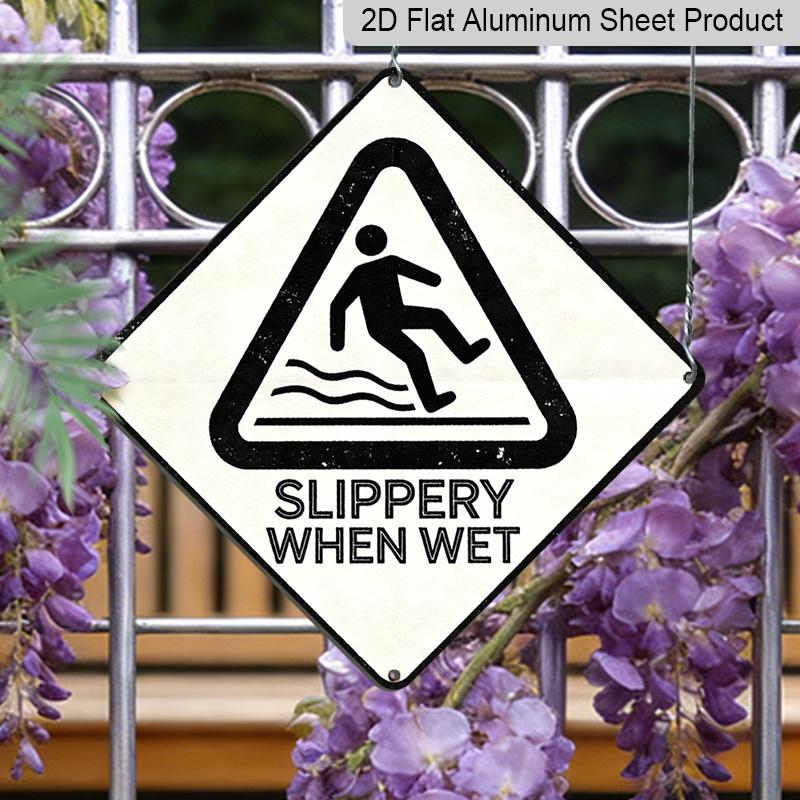 2D Flat - 1pc Vintage Metal Sign, Featuring A Slippery Ground Theme, Perfect As A Warning Decoration Gift for Safety Sign Enthusiasts, Suitable for