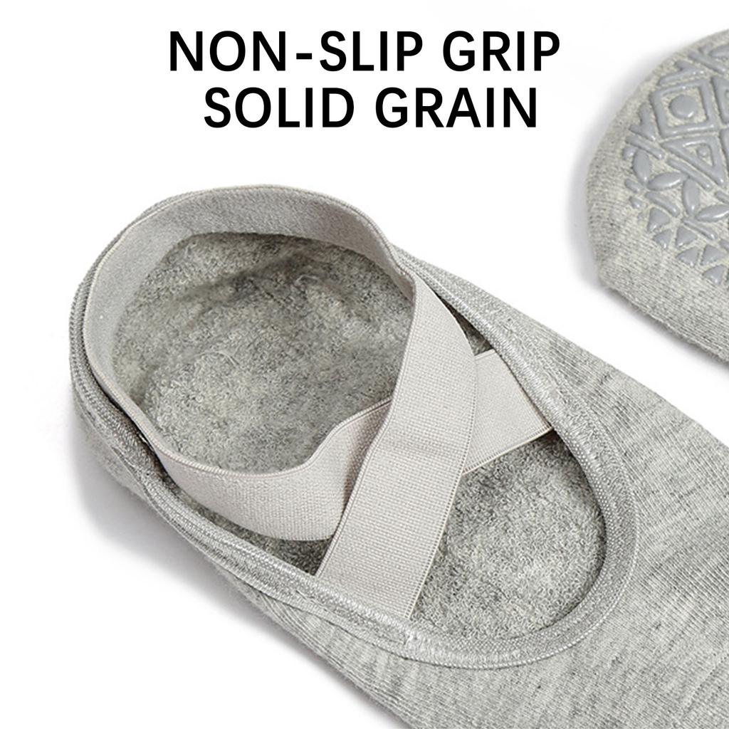 3 Pairs Bandage Yoga Socks For Women Pilates Ballet Dance Cotton Socks Non-Slip Sport Sock Gym Workout Slipper Running Grip Sock
