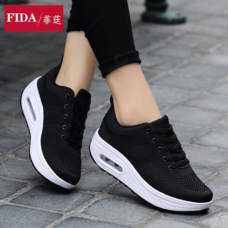Neue Flyknit-Damenschuhe Luftpolsterschuhe 2025 Frühling Damen Freizeitschuhe Modetrend Dicksohlige Erhöhungsschuhe Rocking Shoes