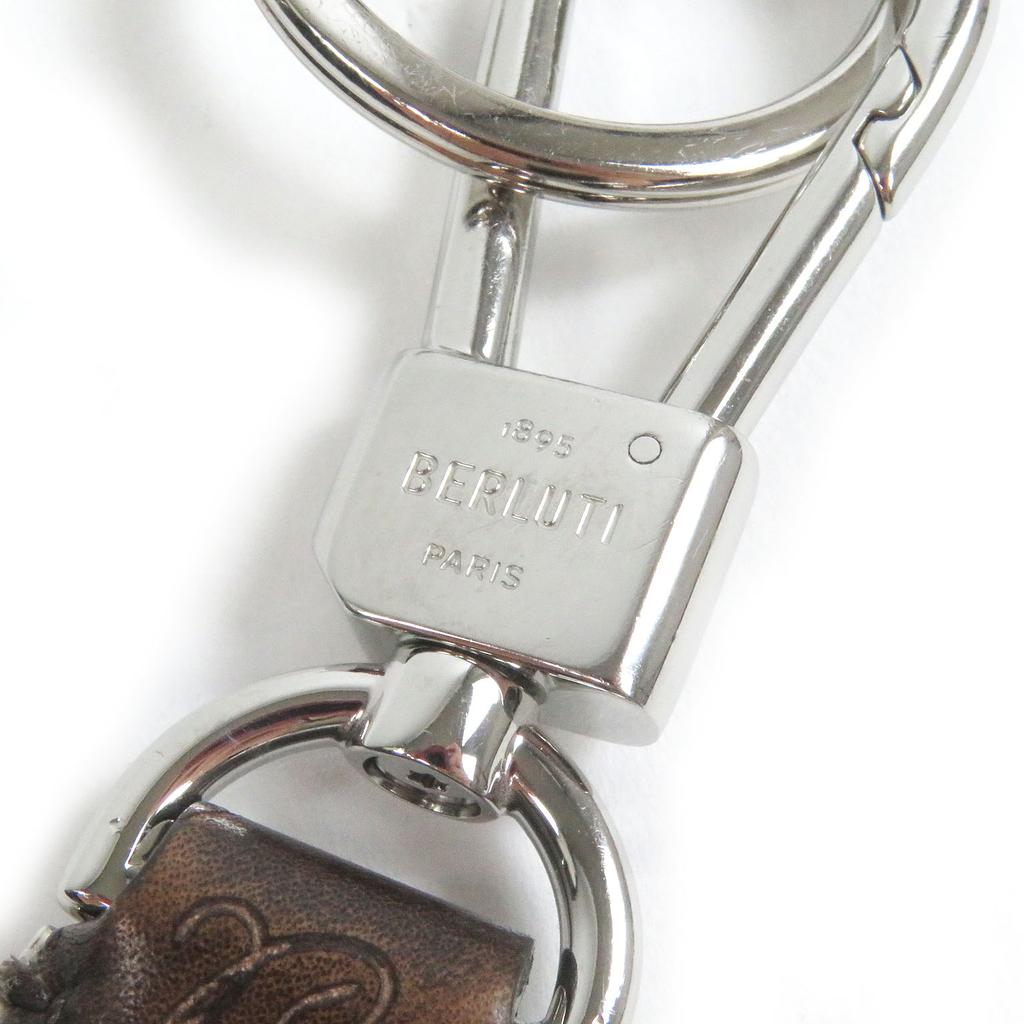 Great BERLUTI Calligraphy Scritto Shoehorn Brown Silver Leather Mens Used