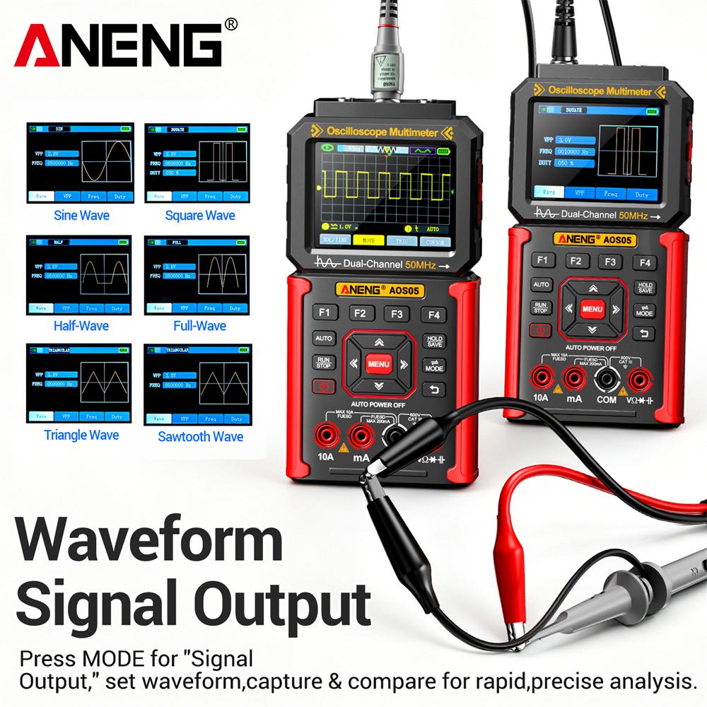 New ANENG AOS05 3-in-1 Intelligent Dual Channel Oscilloscope Multimeter 50MHz 200MS/s Sampling Rate True RMS Digital Multimeter with Signal Gene Tools