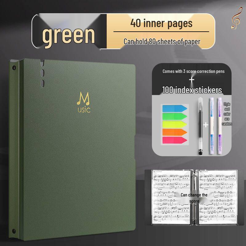 Black Non-Reflective Sheet Music Clip & Folder for Piano and Drum Stands with Transparent Insert Pages