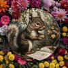 Vintage Round Metal Squirrel Wall Art Decor Large Modern Home Gift