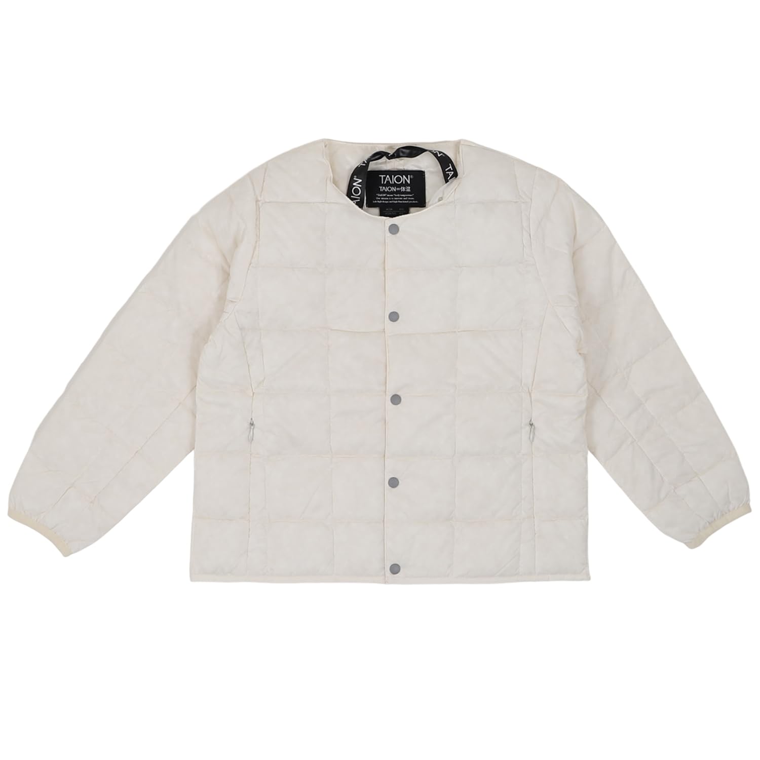 TAION Детская базовая внутренняя пуховая куртка с круглым вырезом и пуговицами (TAION-K104) Off-White, Размер 100