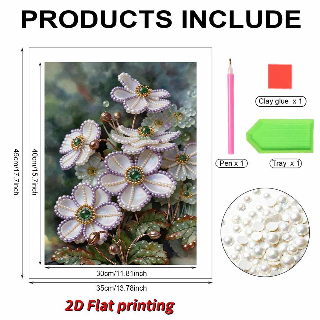 DIY Little White Flower Pearl Art Painting for Home Wall Decor Arts Craft  for Adults/Beginners Gift Idea Home Decor Without Frame