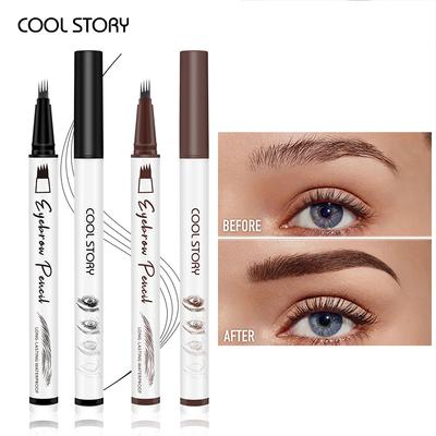 Neuer simulierter ultrafeiner 4-zackiger Augenbrauenstift Wild Eyebrow Pencil Schnelltrocknend Wasserdicht Schweißfest Langanhaltend Klare Wurzeln