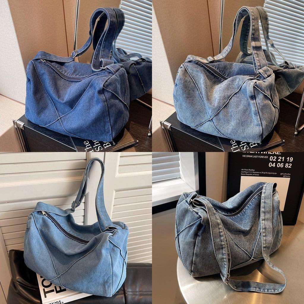 Stylish Large Capacity Denim Bag For Women With Soft Feel And Casual Vibe For Summer Use