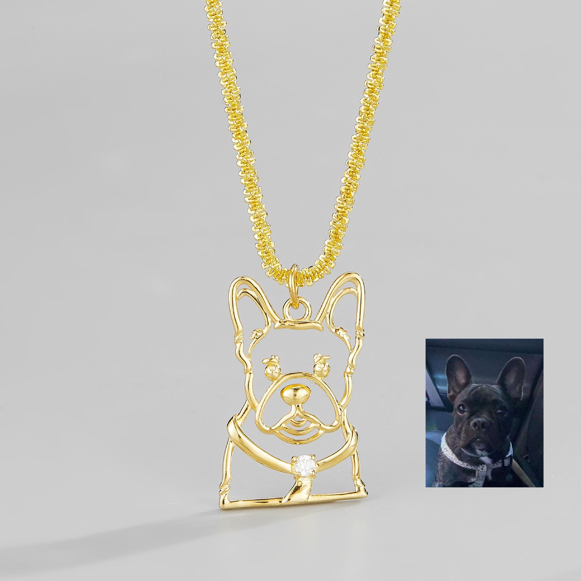 Simple S925 Sterling Silver Pet Dog Necklaces Jewelry Gold Plated Cute Cat Memorial Custom Pendant Gift for Dogs Custom