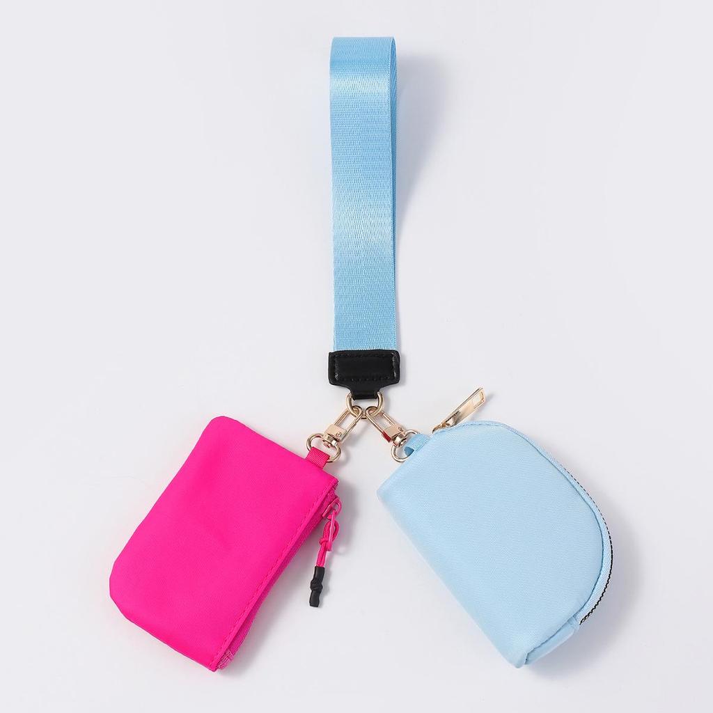 LULU Color Block Waterproof Nylon Coin Purse & Wristlet Key Bag