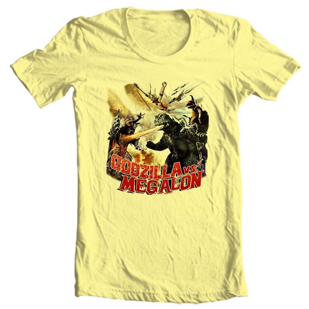 Godzilla vs Megalon Battle Scene T-Shirt Kaiju Monster Cotton Graphic Tee Unisex T-Shirt S