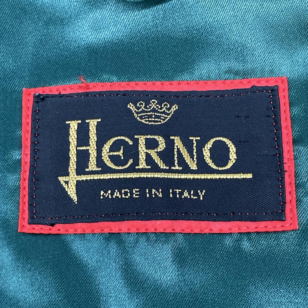 HERNO Brown x Green 100% Wool Soutien Collar Coat coat 52 Brown/GreenUsed