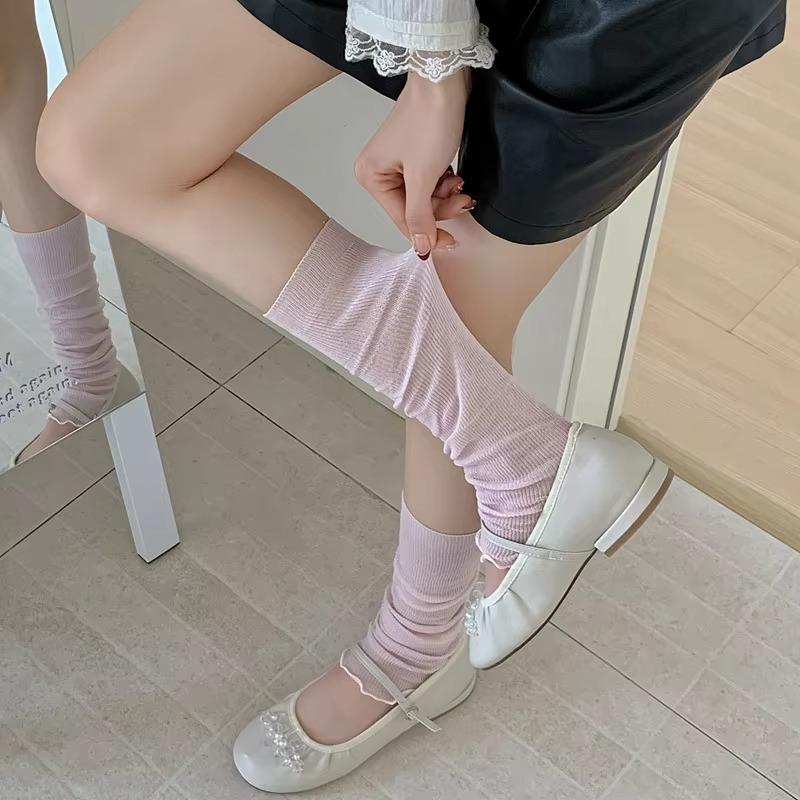 Sweet Girls Leg Warmers Women Summer Mesh Thin Breathable Loose Long Socks Leg Warmers Kawaii Lolita Cute Ruffle Socks Stockings
