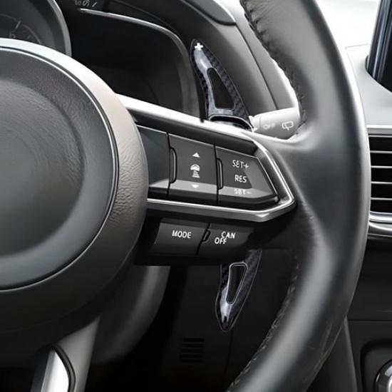 Twill-Weave "Carbon" Steering Wheel Paddle Shifter For Mazda 3 6 CX-3 CX-5 MX-5