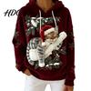 Christmas Cat Print Hoodie Women Hoodie Oversized Long Sleeve Pullover Sweatshirt Daily Wear Sweatshirt Casual Loose Drawstring Hooded Top