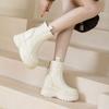 Fashion 11CM Platform Wedge Hidden Heel Women Ankle Boots Flock Leather Warm Female Wedge Shoes Zipper Winter Shoes Sneakers 2024