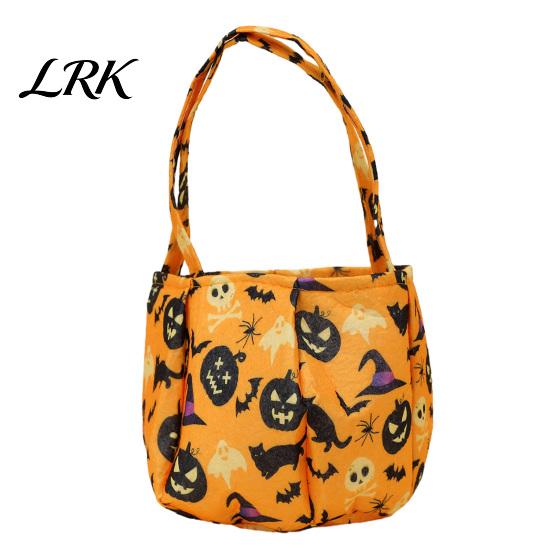 Non-woven Fabric Candy Bag Halloween Bucket for Kids, Non-Woven Trick or Treat Tote Party Favor Basket, Pumpkin Ghost Snack Holder with Handle Favors