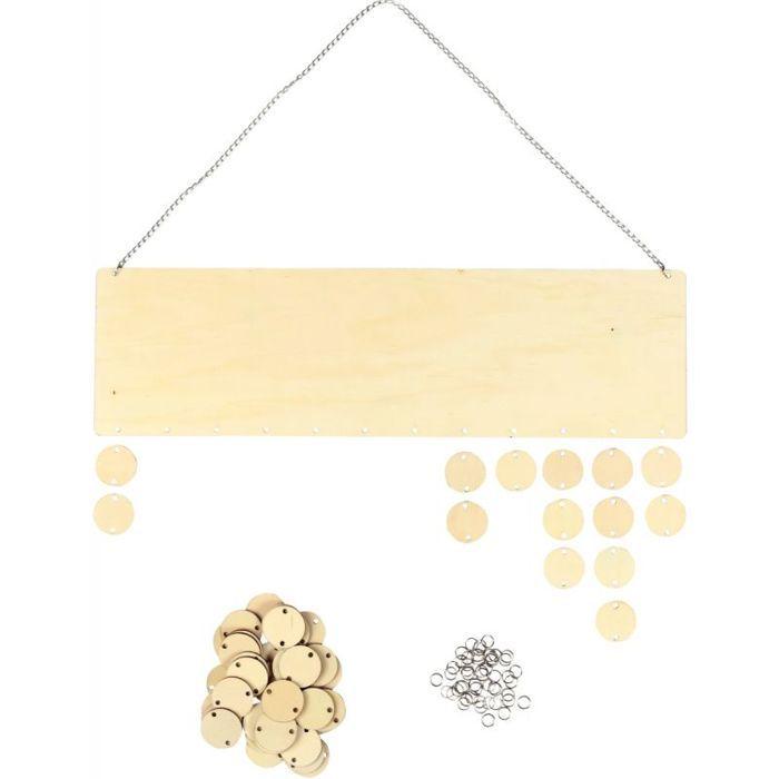 MégaCréa DIY - Calendrier mémo des anniversaires en bois 42 x 12 cm