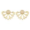 Women Hollow Out Lotus Shaped Rhinestone Inlaid Ear Jacket Earrings Jewelry Gift