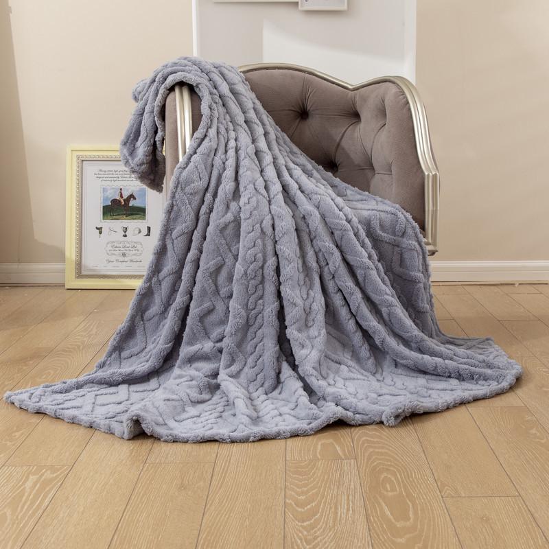 Solid Color 3D Jacquard Diamond Pattern Taffeta Fleece Blanket for All Seasons