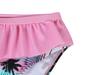Tropical Plant Print Girls' Long-Sleeved Swimsuit Set with Ruffle Bottoms - Quick-Dry & Sun Protection