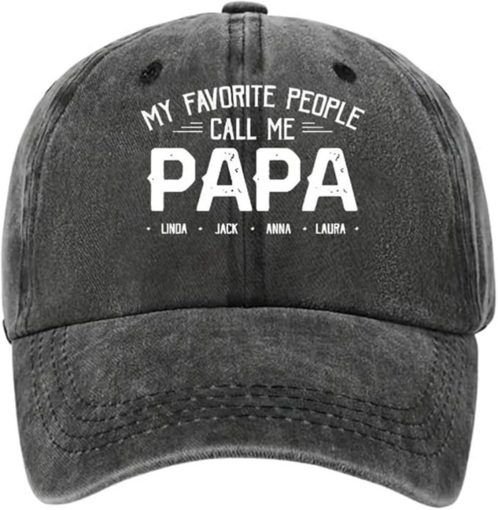 Personalized Vintage Washed Denim Cap for Grandpa, Dad – Custom Baseball Hat for Men, Father's Day Birthday Gift for Daddy, Papa