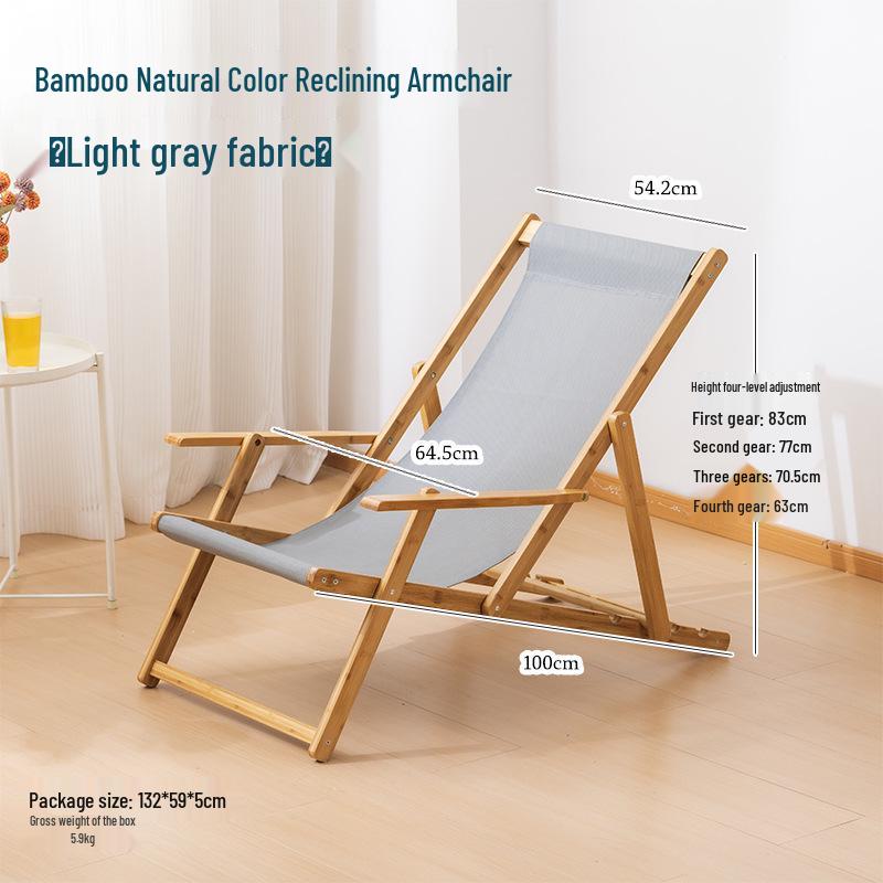 Premium Widened Bamboo Folding Lounge Chair for Home & Outdoor Use - Reinforced & Cool for Summer Relaxation