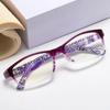 Womens Classic Square Full Frame Reading Glasses Floral Design HD Anti Blue Light Presbyopia Glasses for Women