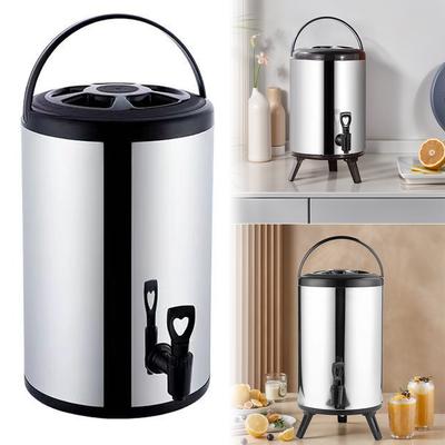 Isolierter Getränkespender aus Edelstahl, doppelwandiger Behälter, 6L/8L, mit Zapfhahn für Wärmeisolierung, Milchtee, Saft, Bier