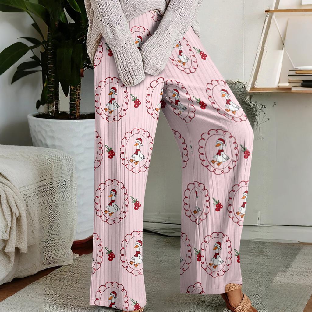 Pajama Pants, Sleepwear, Casual Drawstring Elastic Waist Pants, Comfortable Straight-leg Loose Pants