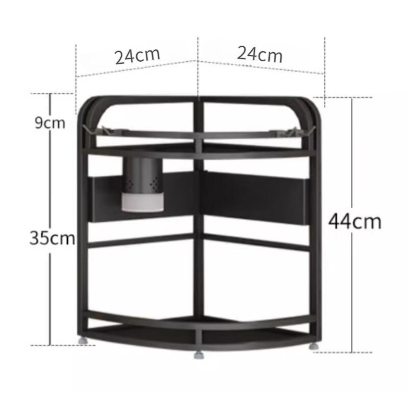Modern Black Stainless Steel Corner Kitchen Shelf