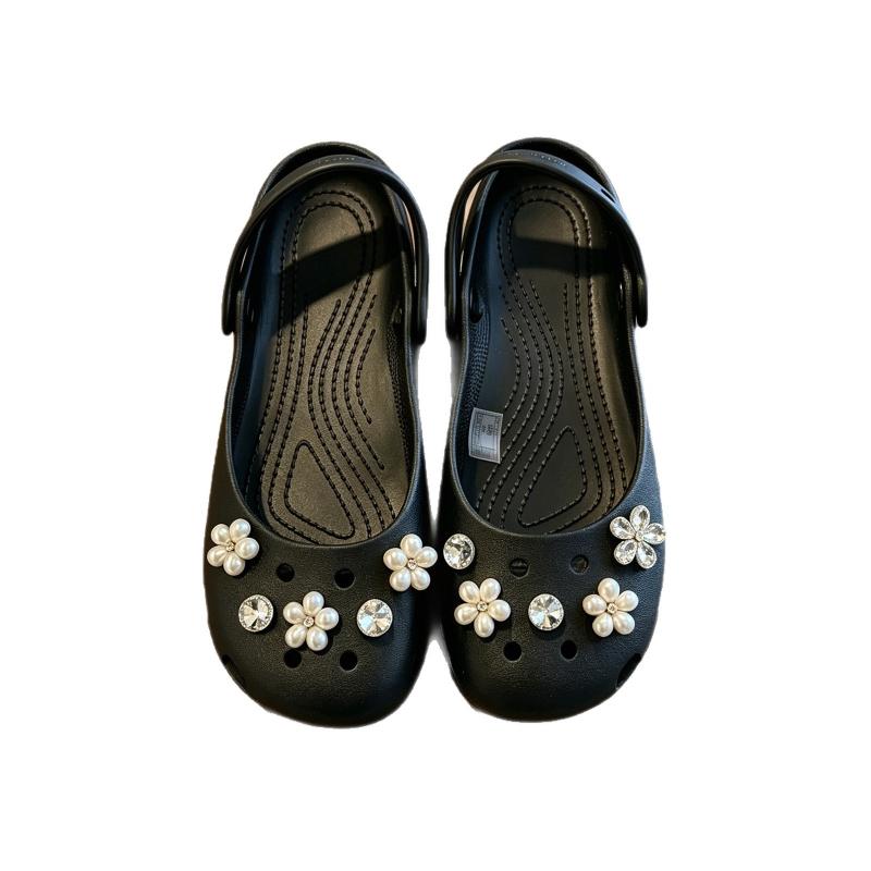 1 Set Pearl Flower Rhinestone Shoe Charm - Elegant Removable Shoe Decor Ornaments - DIY Decor Accessories for Women Clog Sandals