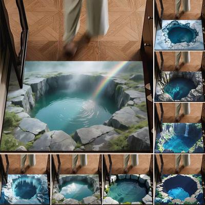 Tappeto da Pavimento Illusione Ottica Tappeto Area 3D Buco Realistico Tappetino d'Ingresso Pozzo Senza Fondo Antiscivolo Zerbino per Soggiorno Camera da Letto Sala Giochi Decorazione Portico