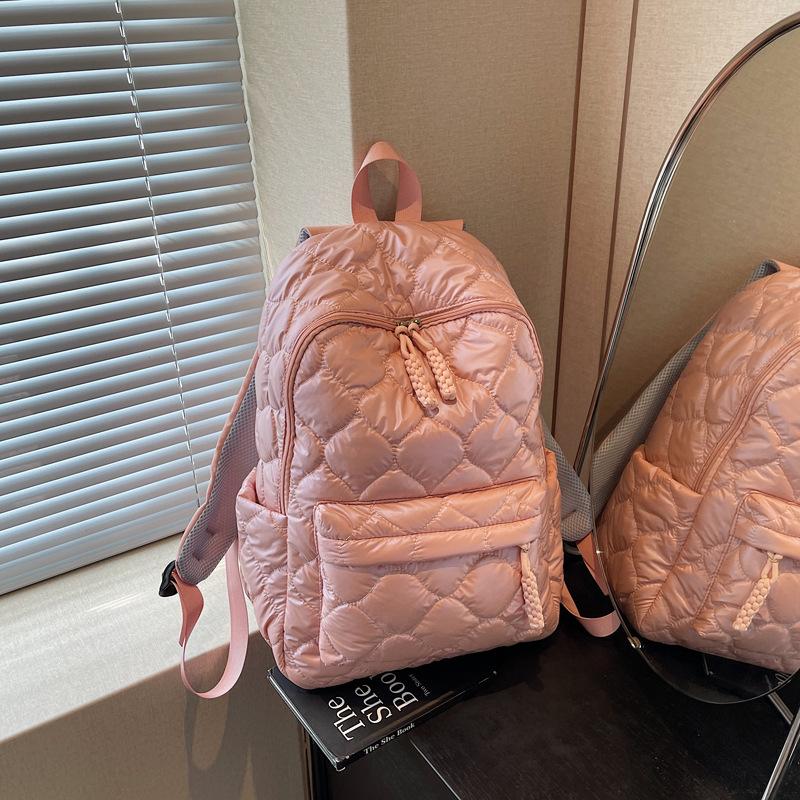 Simple and Versatile Cotton Clothes, Backpacks for Women, Relaxed Niche Twist Backpacks, Large-capacity Fluffy Student School Bags.