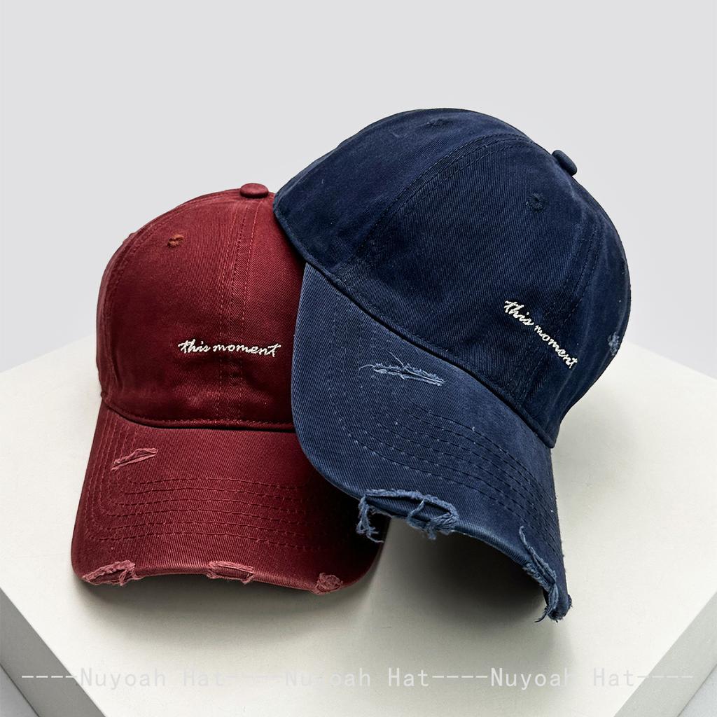 Simple Broken Style Embroidered Letters Baseball Hats Sunshade Retro Versatile New Men Women Personal Fashion Peaked Caps Ins