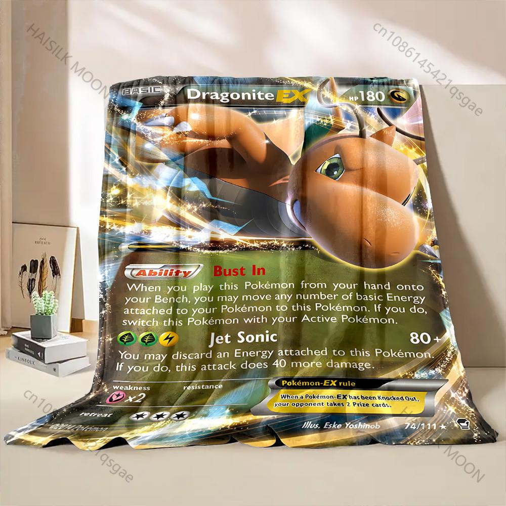 

1PC Pokemon Dragonite Printed Warm Soft Flannel Material Suitable for All Seasons Deluxe Gifts for Adults and Children 75x90cm