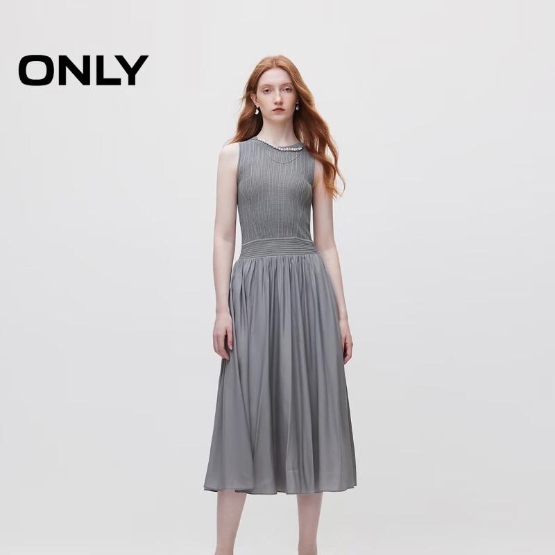 

ONLY 2024 Autumn Elegant Round Neck Sleeveless A-Line Midi Dress S