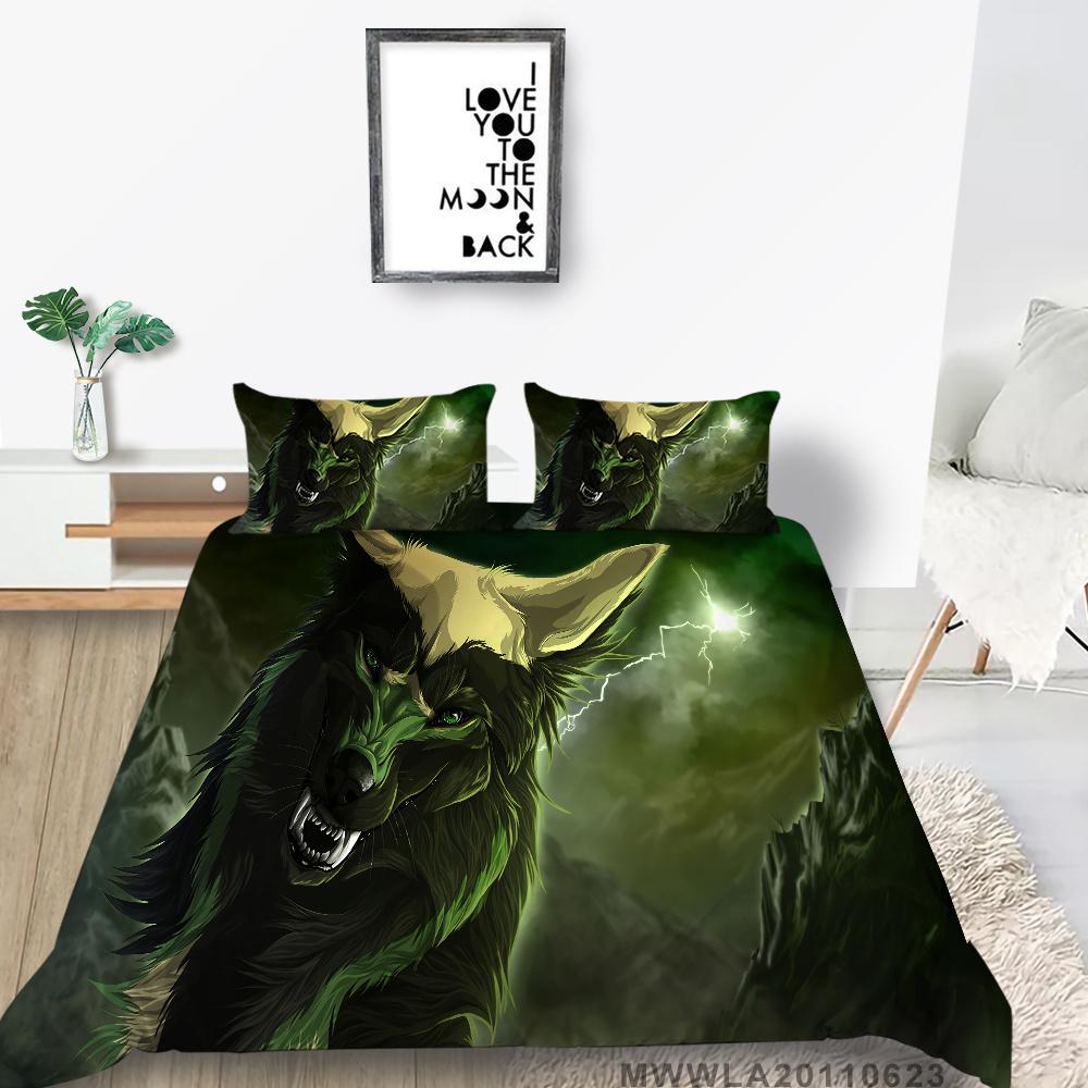 2023 neue stil Bettbezug-set mit Kissenbezug Doppel Volle Größe Bettwäsche Quilt Abdeckungen 3D Wolf Hause Textilien Junge Mann tagesdecken