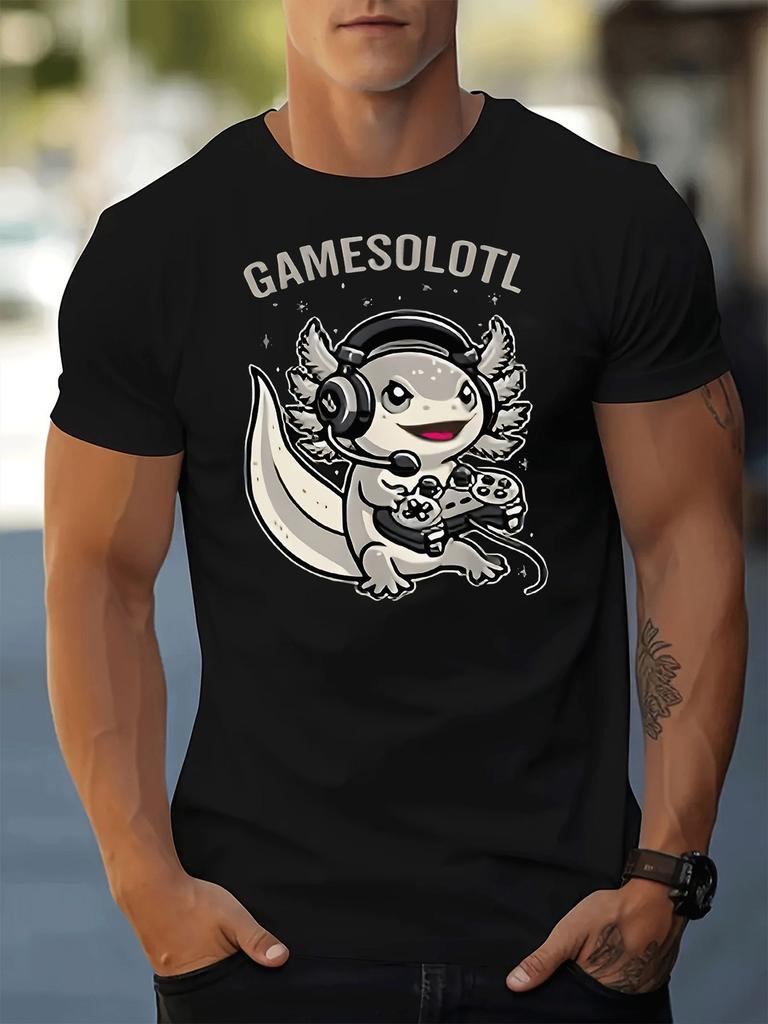 Mexican Salamander Gaming Axolotl TShirt 100 Cotton ONeck Short Sleeve Summer Casual Mens Tshirt Streetwear