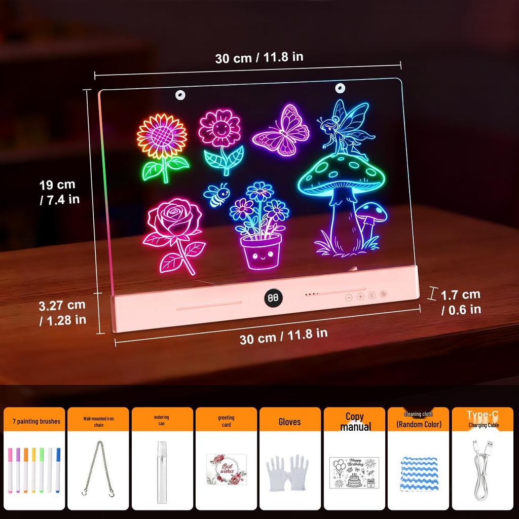 LED Bedside Reading Lamp with Timer - Eye Protection, Dimmable, Nightlight & Doodle Function