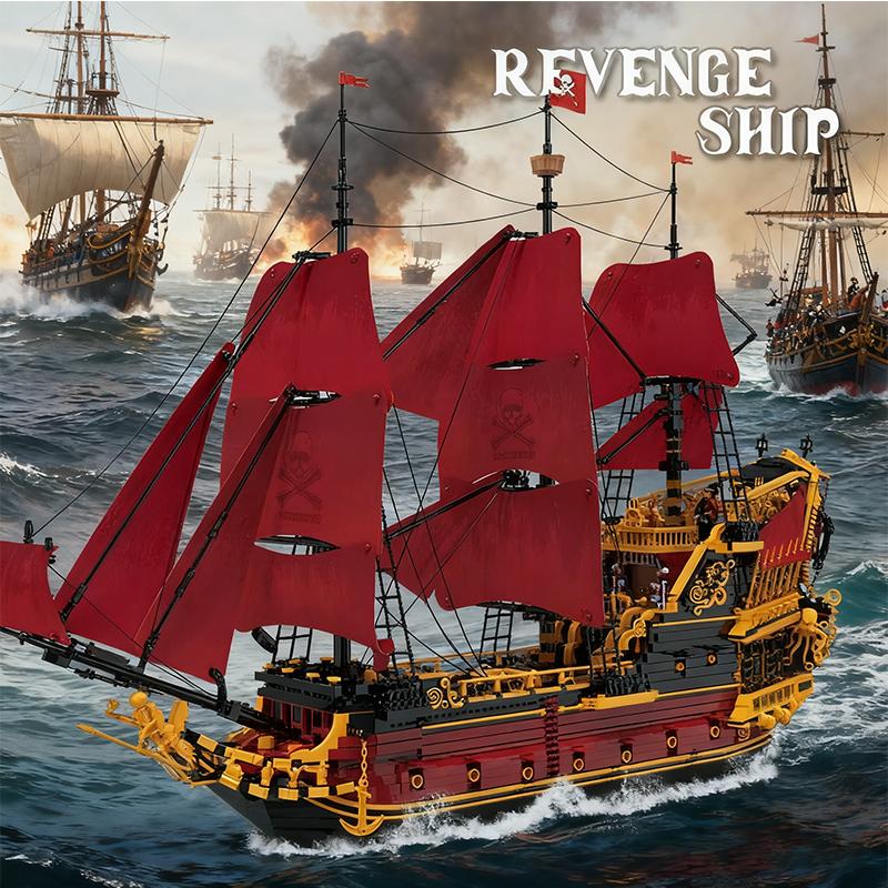 5600PCS Queen Anne's Revenge Building Blocks Pirate Ship Model Educational DIY Desktop Decoration Toy Holiday Gift for Kids