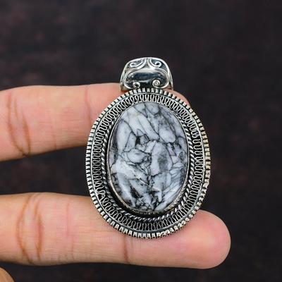Ciondolo in diaspro pinolitico Ciondolo in argento sterling 925 Ciondolo fatto a mano Ciondolo in pietra preziosa di diaspro pinolitico Gioielli vintage Ciondolo da donna Regalo speciale