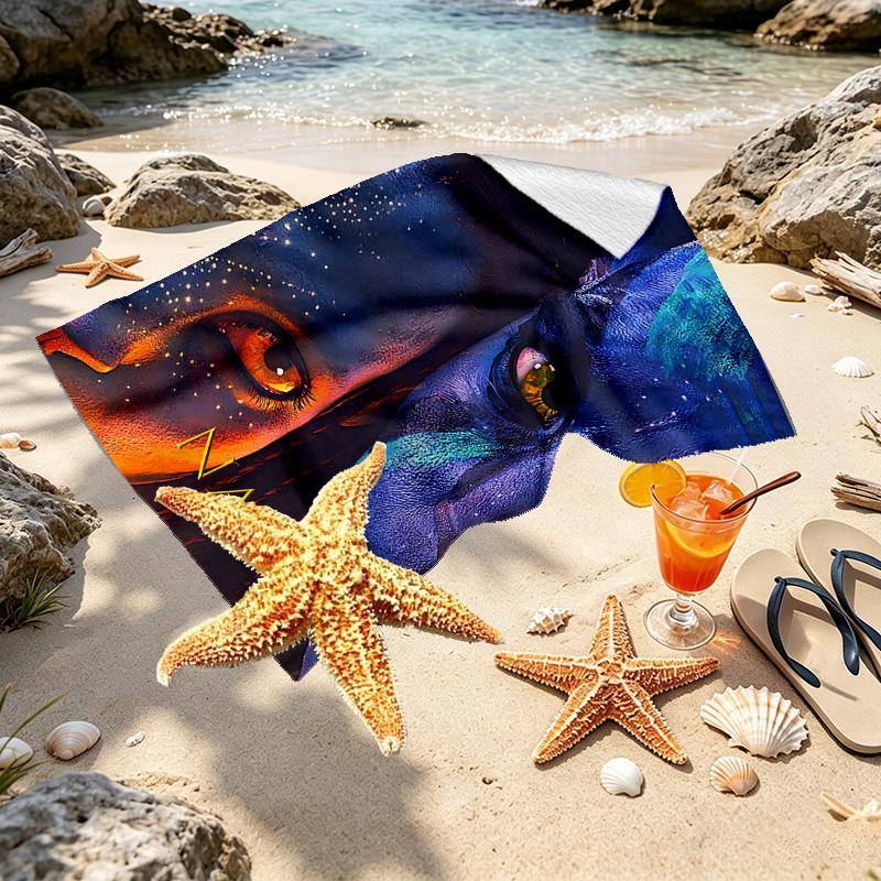 Custom Name Personalized Avatar Print Beach Towel, for Trip Camping Beach Party Home Decor, Birthday Gift for Family & Friends