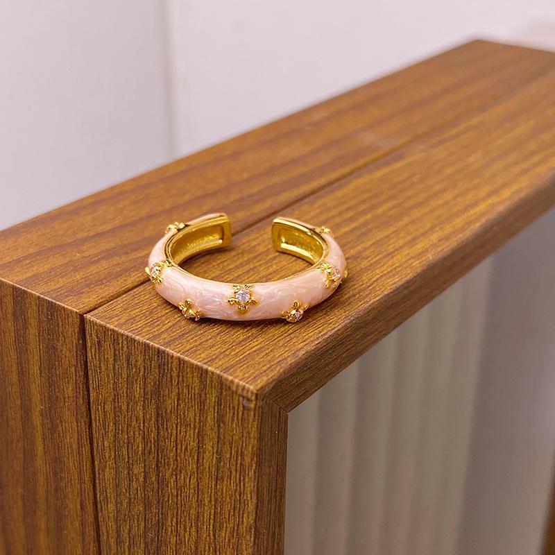 Medieval Enamel Oil Dripping Flower Butterfly Opening Ring Niche Design Light Luxury High-End Ring