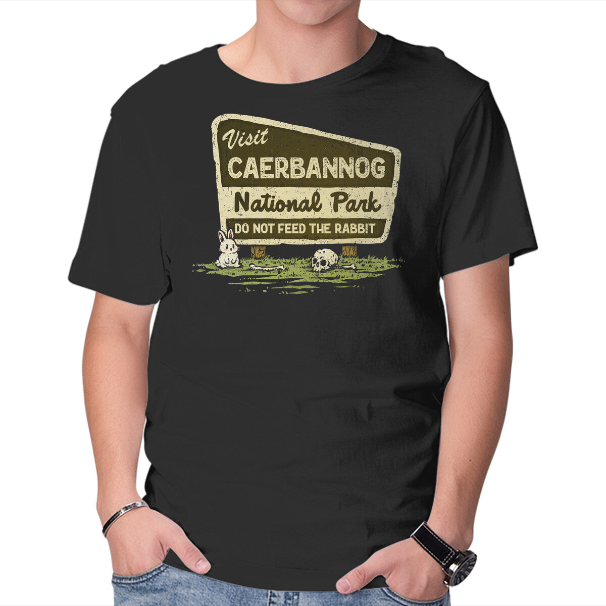 Unisex Crew Neck T-Shirt Caerbannog National Park Graphic Short Sleeve Casual Tee M