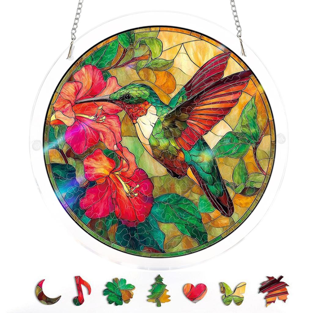 Acrylic Round Jigsaw Puzzle Suncatcher with Chain Hanging Puzzle Suncatchers for Home Garden Party Wedding Housewarming Gifts