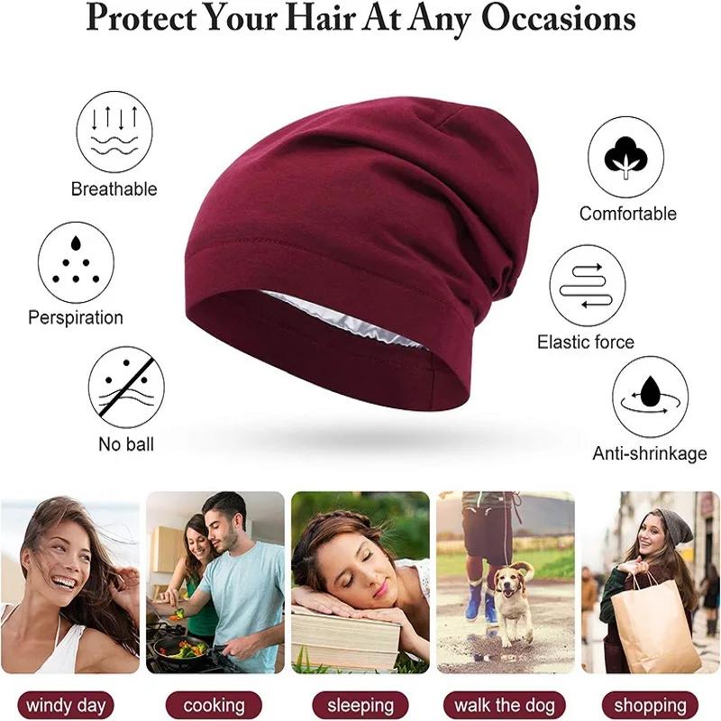 Female Soft Satin Lining Muslim Headscarf Hat Sleeping Hat Head Hair Loss Cap Arabic Indian Hat