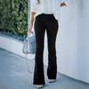2026 Spring/Summer Women's Solid Color High-Waisted Slim Fit Slight Flare Corduroy Elastic Waist Casual Pants