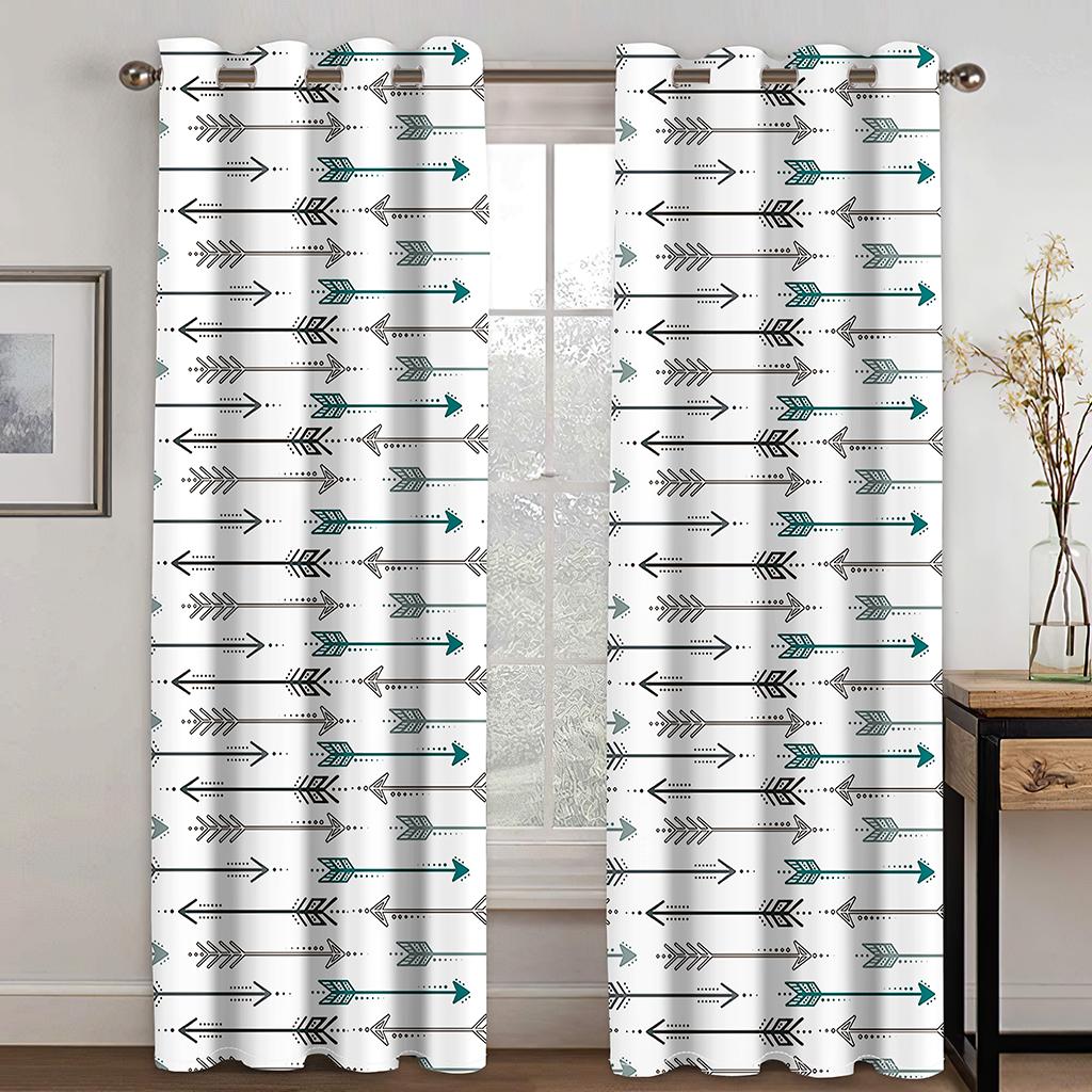 Graue und weiße Vorhänge Geometrisches marokkanisches Druckdekor für französisches Fenster Zuhause Salon Schlafzimmer Wohnzimmer