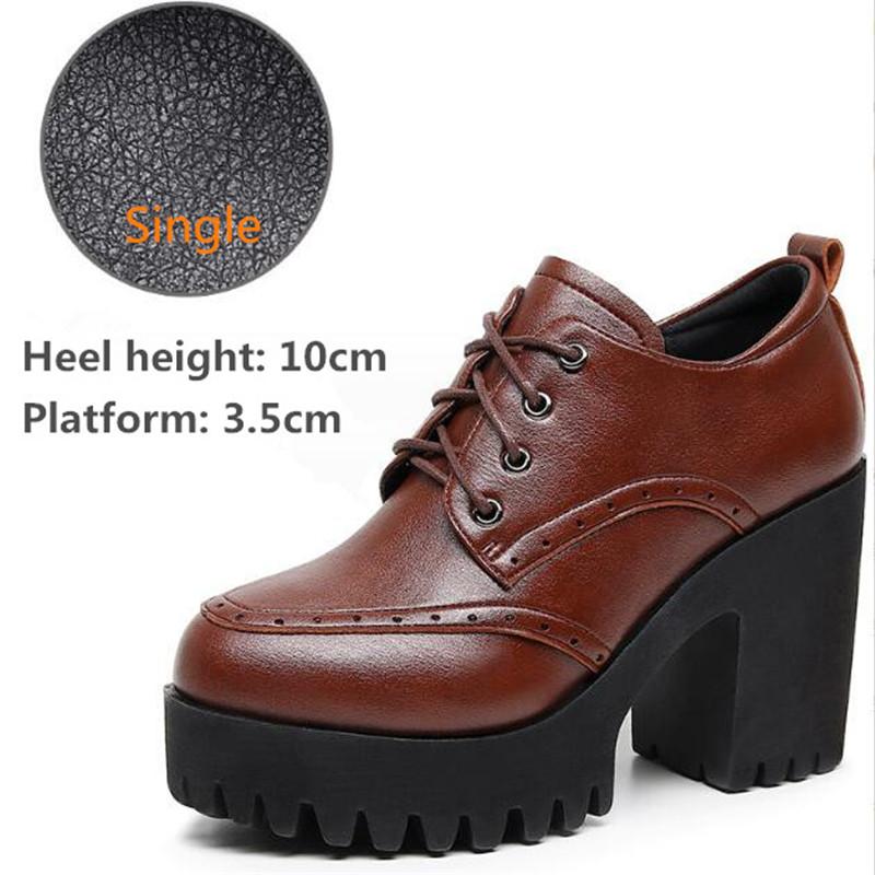 New Women Pumps Shoes Size 32-43 Deep Mouth  Women Oxfords Fall Winter Plush Thick High Heel Shoes Platform Pumps Office