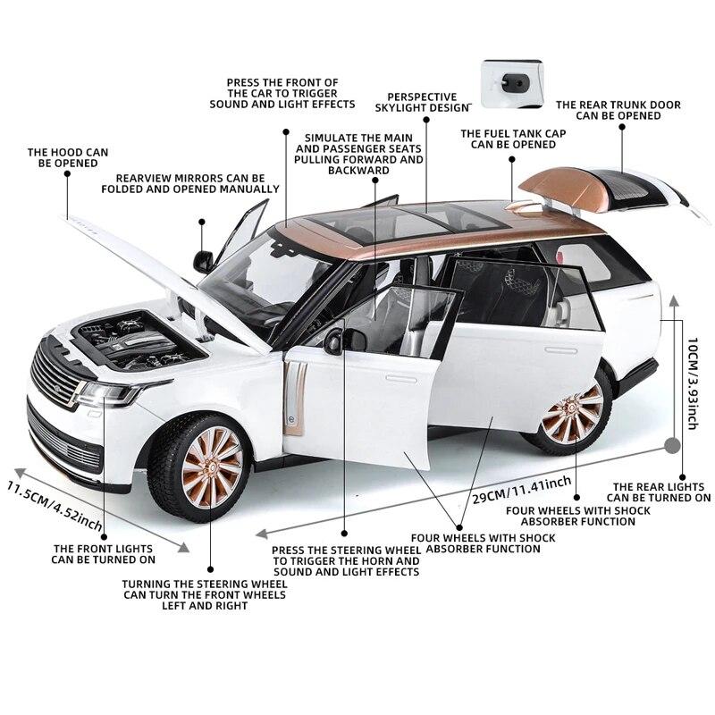 New 1:18 Land Rover Range Rover Scale Model Off-road Alloy Die-cast Metal Simulation Mini Car Model Toy Boy Gift Four-wheel Shock Absorption
